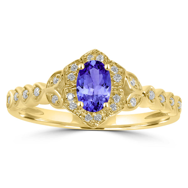 0.48ct Oval Tanzanite Ring with 0.09 cttw Diamond