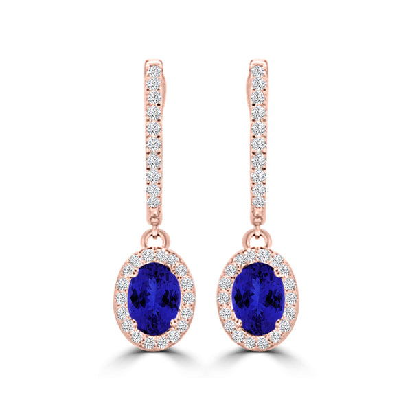 TMR121111 - Abigail - Oval Tanzanite and Diamond Earring Halo