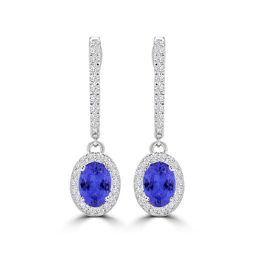 TMR121111 - Abigail - Oval Tanzanite and Diamond Earring Halo