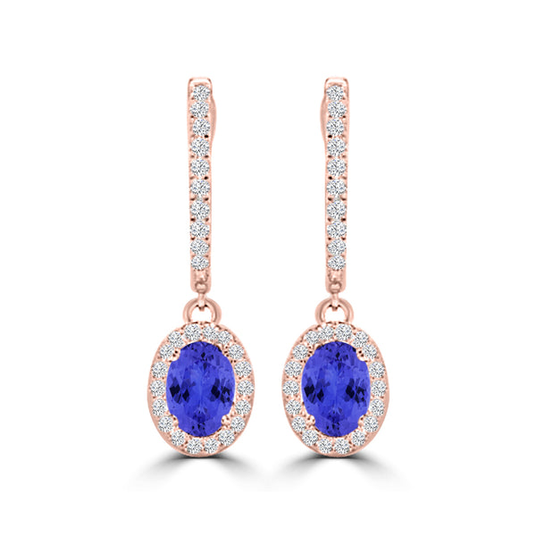 TMR121111 - Abigail - Oval Tanzanite and Diamond Earring Halo