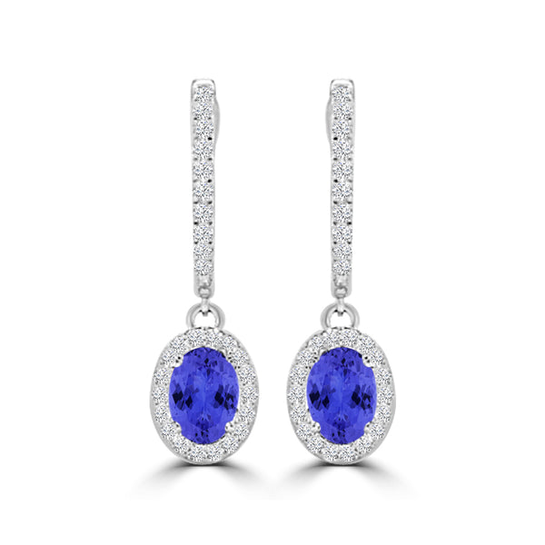 TMR121111 - Abigail - Oval Tanzanite and Diamond Earring Halo