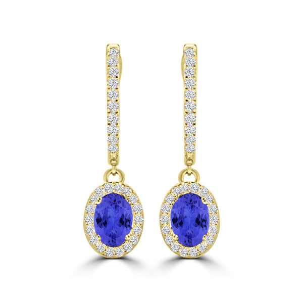 TMR121111 - Abigail - Oval Tanzanite and Diamond Earring Halo