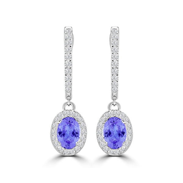 TMR121111 - Abigail - Oval Tanzanite and Diamond Earring Halo