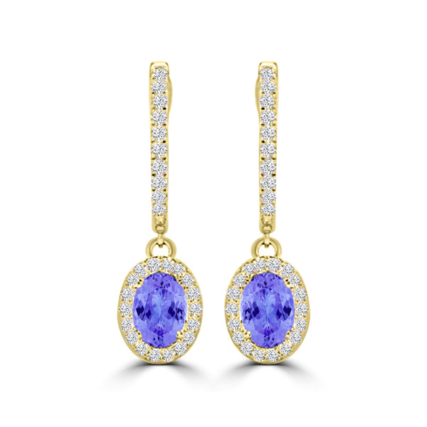 TMR121111 - Abigail - Oval Tanzanite and Diamond Earring Halo