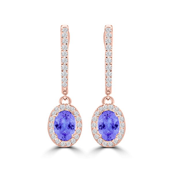 TMR121111 - Abigail - Oval Tanzanite and Diamond Earring Halo