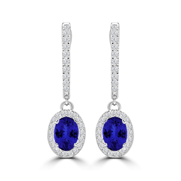 TMR121111 - Abigail - Oval Tanzanite and Diamond Earring Halo