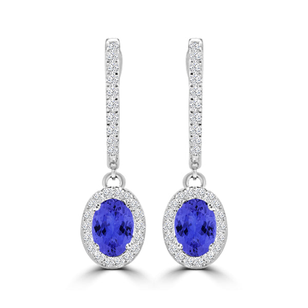 TMR121111 - Abigail - Oval Tanzanite and Diamond Earring Halo