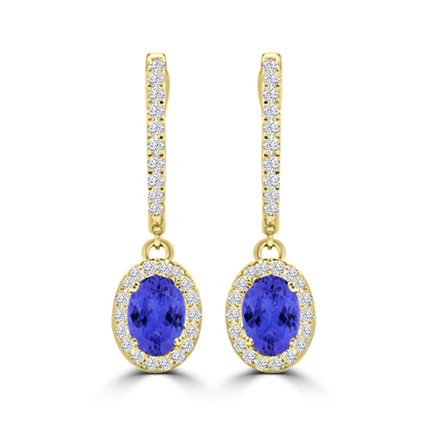 TMR121111 - Abigail - Oval Tanzanite and Diamond Earring Halo