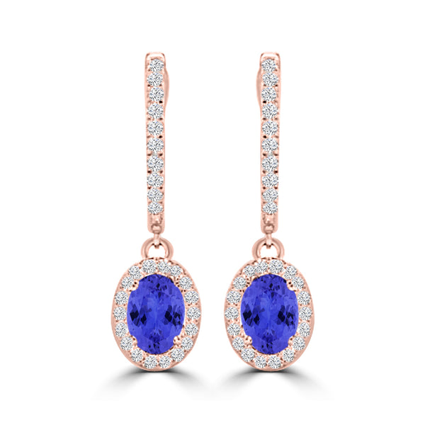 TMR121111 - Abigail - Oval Tanzanite and Diamond Earring Halo