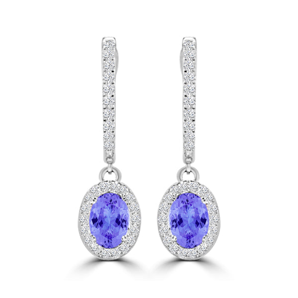 TMR121111 - Abigail - Oval Tanzanite and Diamond Earring Halo