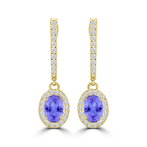 TMR121111 - Abigail - Oval Tanzanite and Diamond Earring Halo