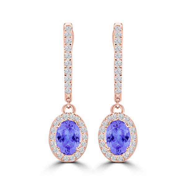 TMR121111 - Abigail - Oval Tanzanite and Diamond Earring Halo