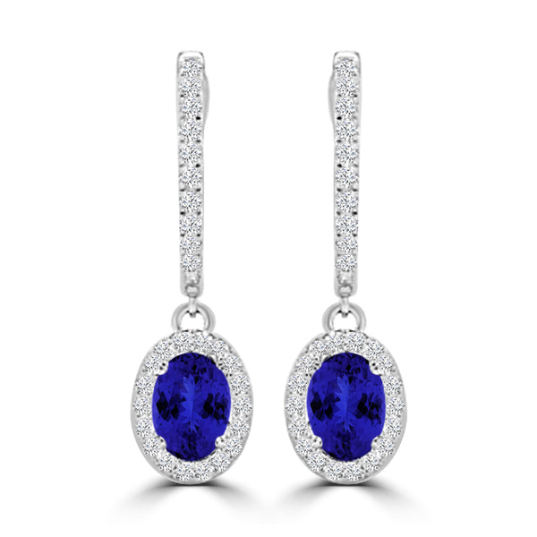 TMR121111 - Abigail - Oval Tanzanite and Diamond Earring Halo