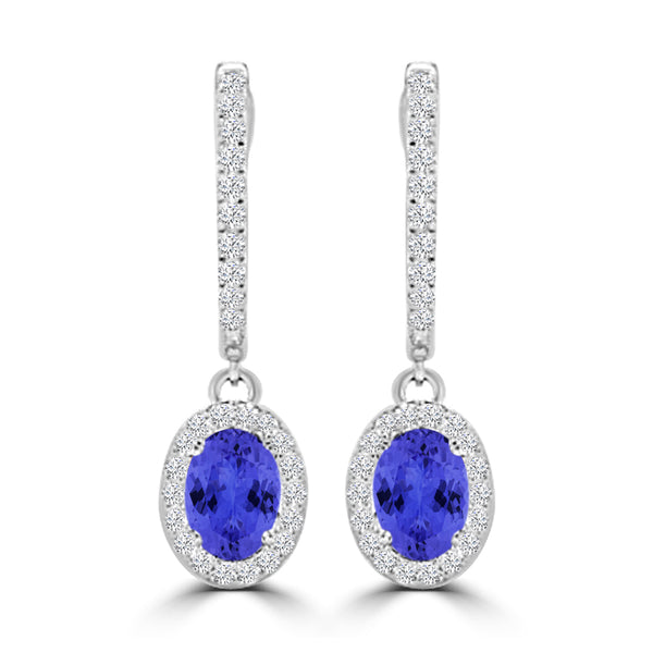 TMR121111 - Abigail - Oval Tanzanite and Diamond Earring Halo