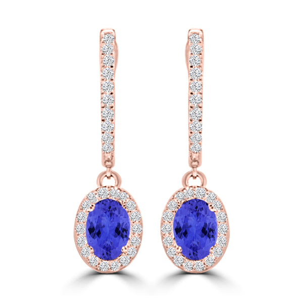 TMR121111 - Abigail - Oval Tanzanite and Diamond Earring Halo