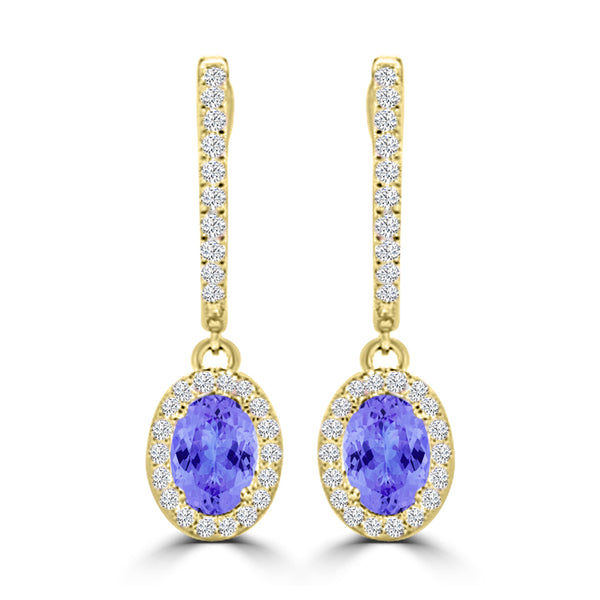 TMR121111 - Abigail - Oval Tanzanite and Diamond Earring Halo