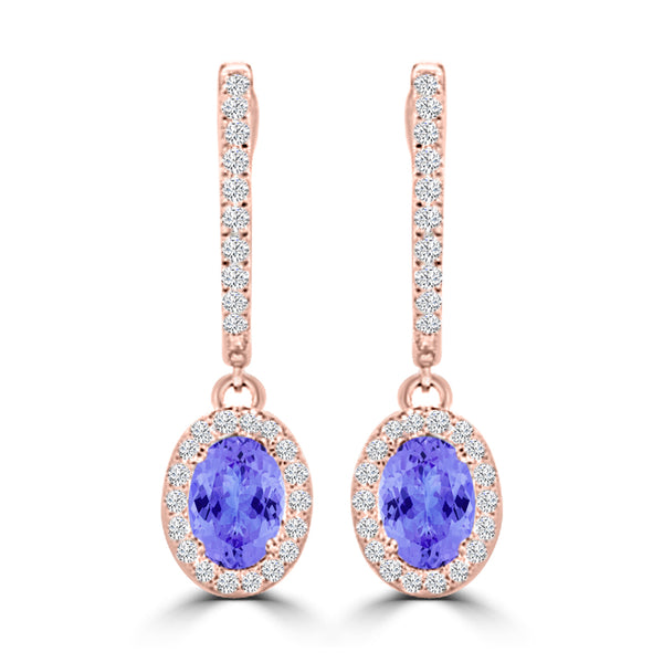 TMR121111 - Abigail - Oval Tanzanite and Diamond Earring Halo