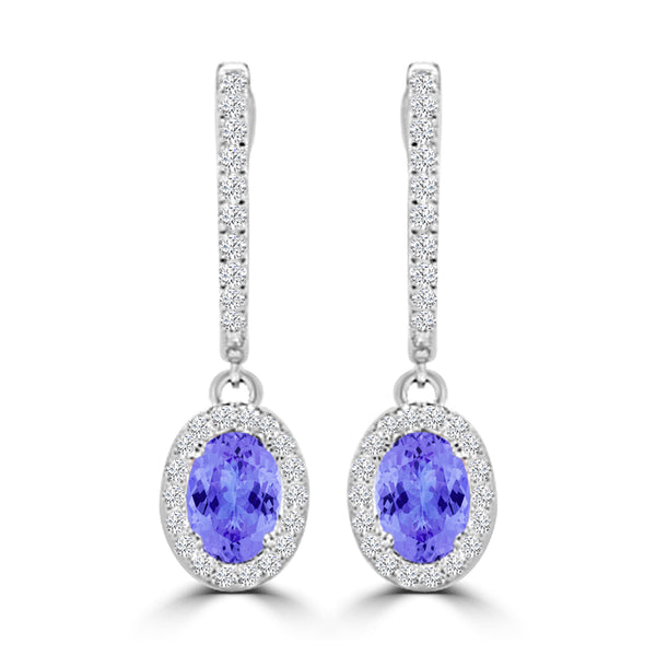 TMR121111 - Abigail - Oval Tanzanite and Diamond Earring Halo