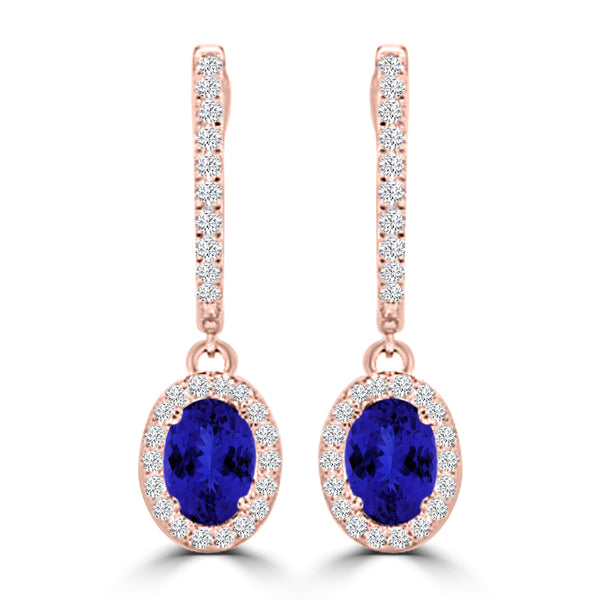 TMR121111 - Abigail - Oval Tanzanite and Diamond Earring Halo