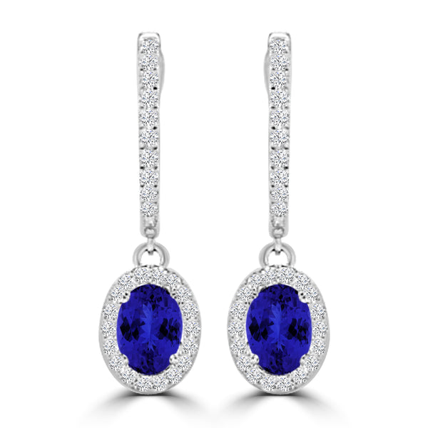 TMR121111 - Abigail - Oval Tanzanite and Diamond Earring Halo