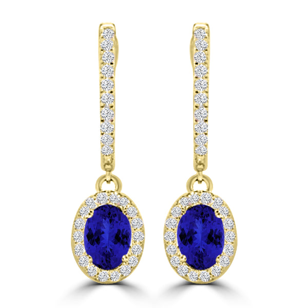 TMR121111 - Abigail - Oval Tanzanite and Diamond Earring Halo