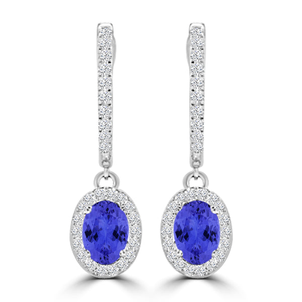 TMR121111 - Abigail - Oval Tanzanite and Diamond Earring Halo