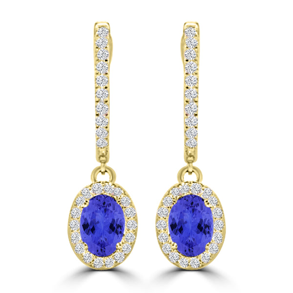 TMR121111 - Abigail - Oval Tanzanite and Diamond Earring Halo