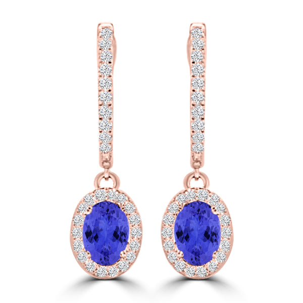 TMR121111 - Abigail - Oval Tanzanite and Diamond Earring Halo