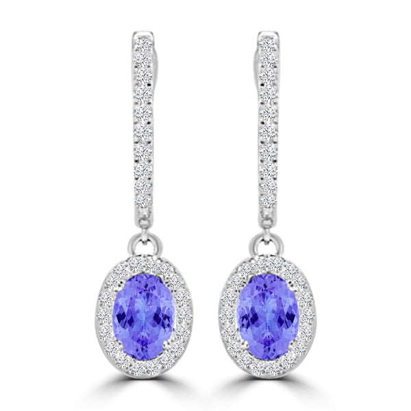 TMR121111 - Abigail - Oval Tanzanite and Diamond Earring Halo