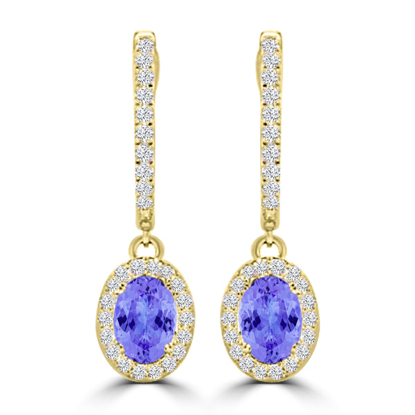 TMR121111 - Abigail - Oval Tanzanite and Diamond Earring Halo