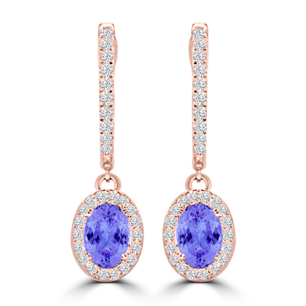 TMR121111 - Abigail - Oval Tanzanite and Diamond Earring Halo