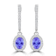 TMR121111 - Abigail - Oval Tanzanite and Diamond Earring Halo