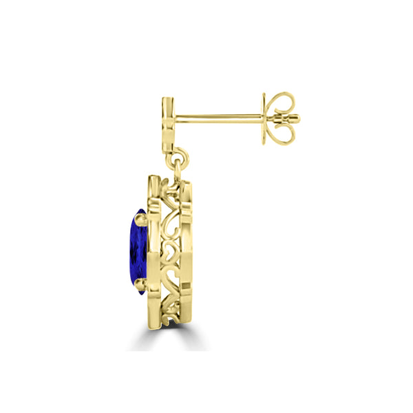 TMR121113 - Elizabeth - Oval Tanzanite and Diamond Earring