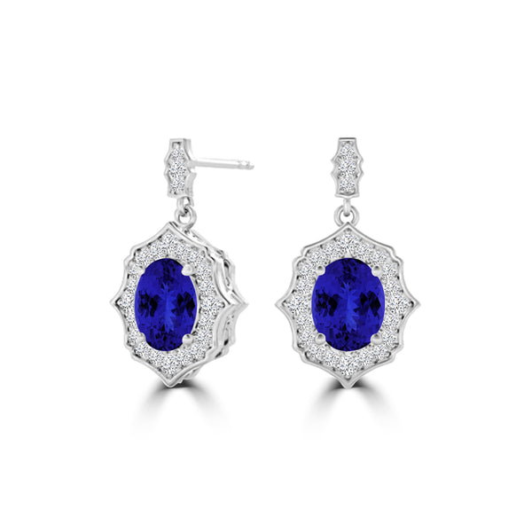 TMR121113 - Elizabeth - Oval Tanzanite and Diamond Earring