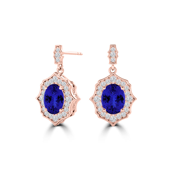 TMR121113 - Elizabeth - Oval Tanzanite and Diamond Earring