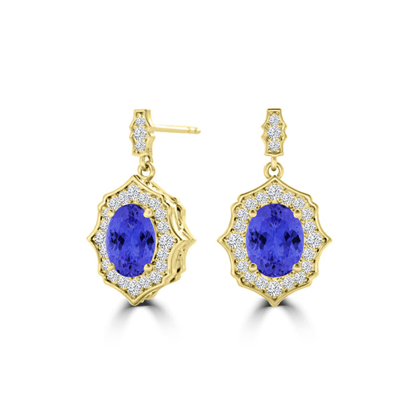 TMR121113 - Elizabeth - Oval Tanzanite and Diamond Earring