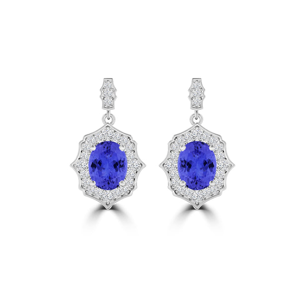 TMR121113 - Elizabeth - Oval Tanzanite and Diamond Earring