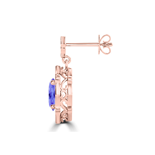 TMR121113 - Elizabeth - Oval Tanzanite and Diamond Earring