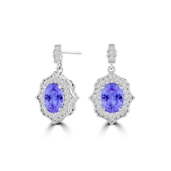 TMR121113 - Elizabeth - Oval Tanzanite and Diamond Earring