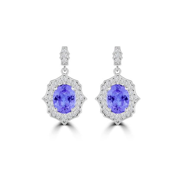 TMR121113 - Elizabeth - Oval Tanzanite and Diamond Earring