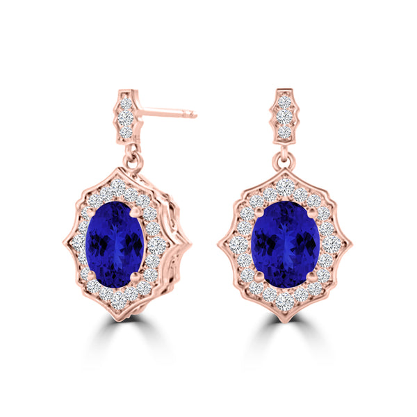 TMR121113 - Elizabeth - Oval Tanzanite and Diamond Earring