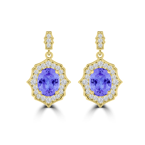 TMR121113 - Elizabeth - Oval Tanzanite and Diamond Earring