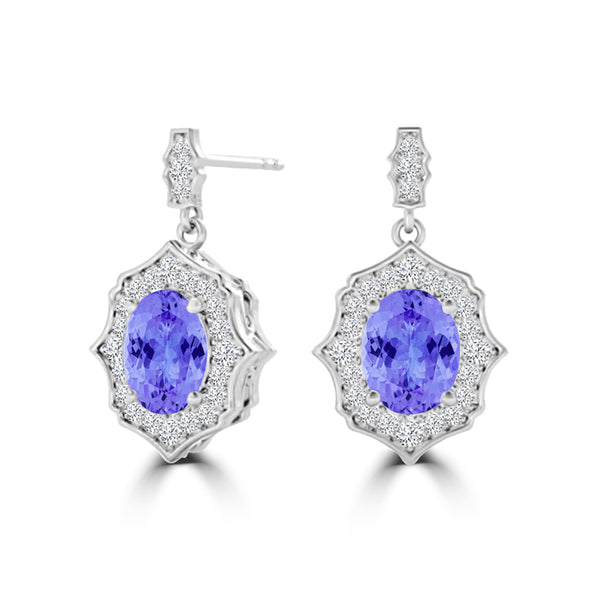 TMR121113 - Elizabeth - Oval Tanzanite and Diamond Earring