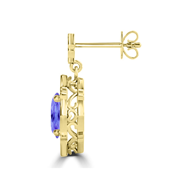 TMR121113 - Elizabeth - Oval Tanzanite and Diamond Earring