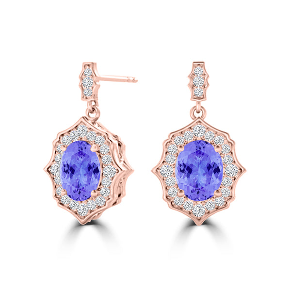 TMR121113 - Elizabeth - Oval Tanzanite and Diamond Earring