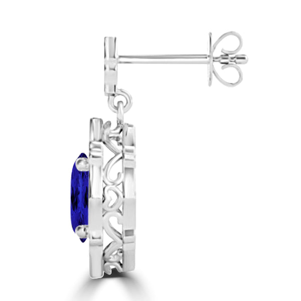 TMR121113 - Elizabeth - Oval Tanzanite and Diamond Earring