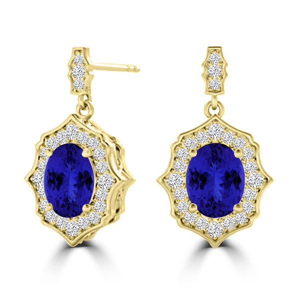 TMR121113 - Elizabeth - Oval Tanzanite and Diamond Earring