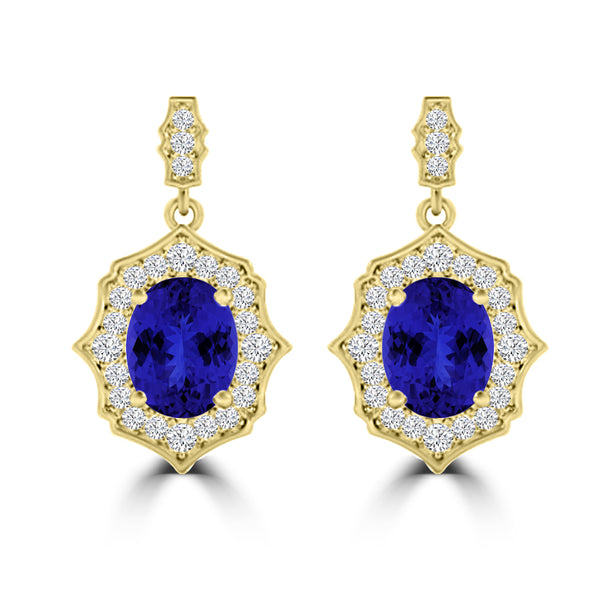 TMR121113 - Elizabeth - Oval Tanzanite and Diamond Earring