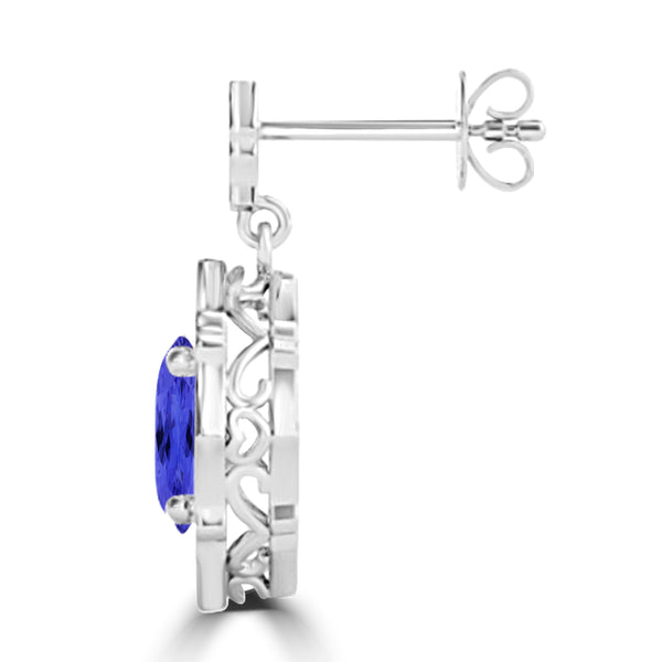 TMR121113 - Elizabeth - Oval Tanzanite and Diamond Earring