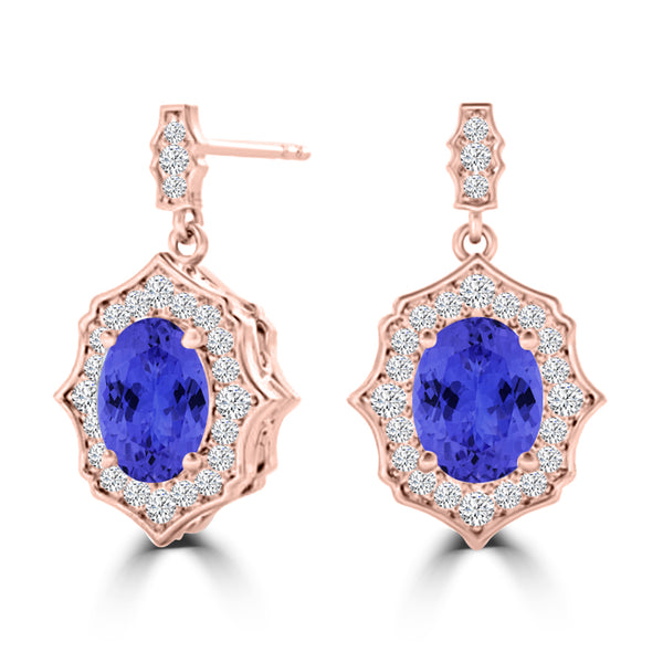 TMR121113 - Elizabeth - Oval Tanzanite and Diamond Earring